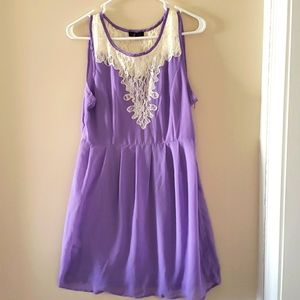 Size L purple short dress with lace top
